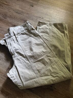 GAP High Rise Barrel Leg Jeans in Olive Green